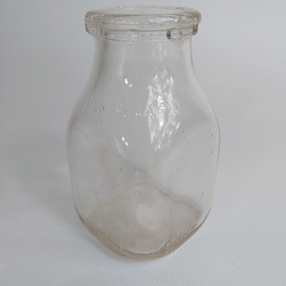 VINTAGE HALF PINT GLASS MILK BOTTLE MBS INDIANAPOLIS